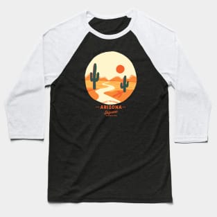 Cool Retro Saguaro National Park, Arizona Summer Travel & Adventure Art Baseball T-Shirt